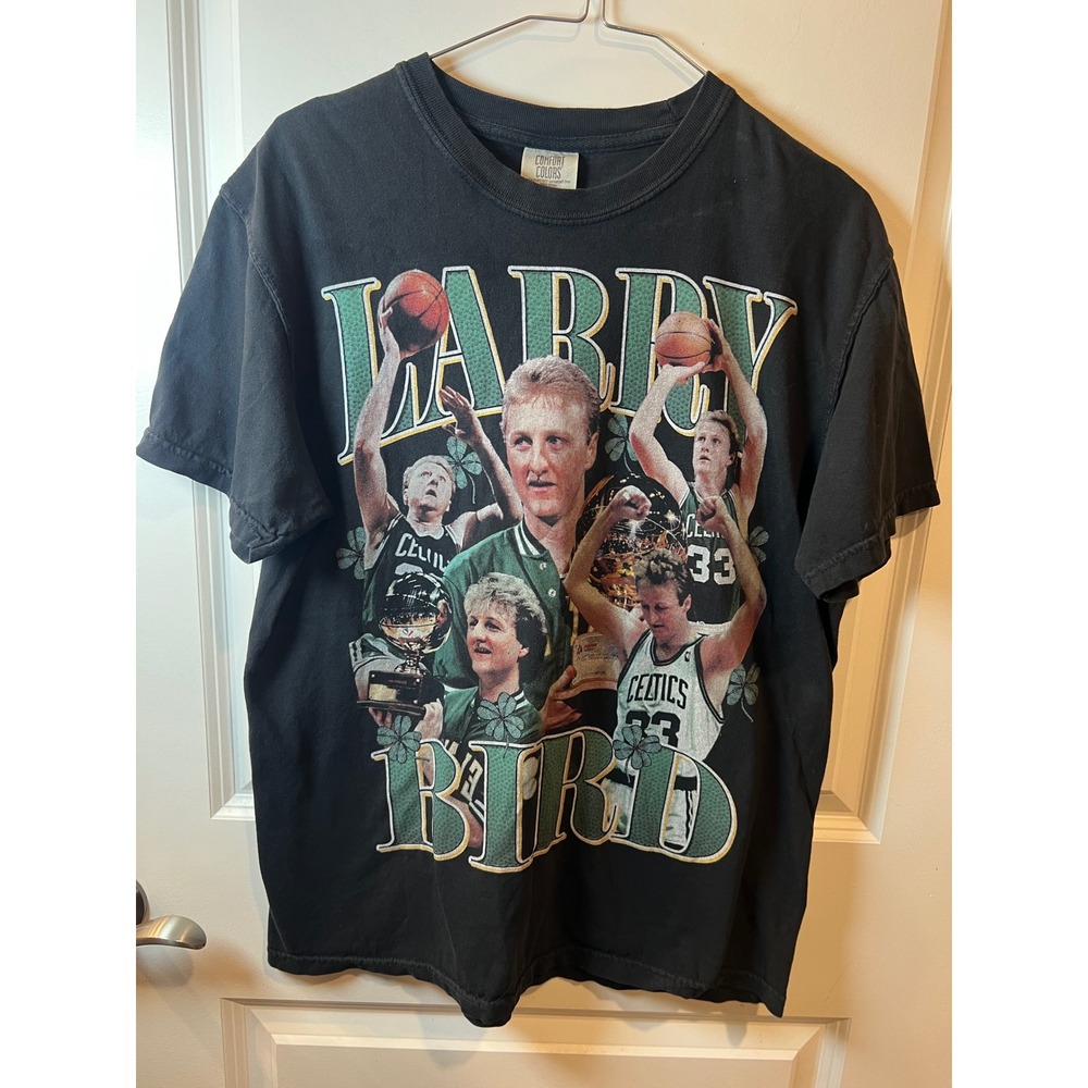 Comfort Colors Mens T-Shirt Larry Bird Graphic Black Size M